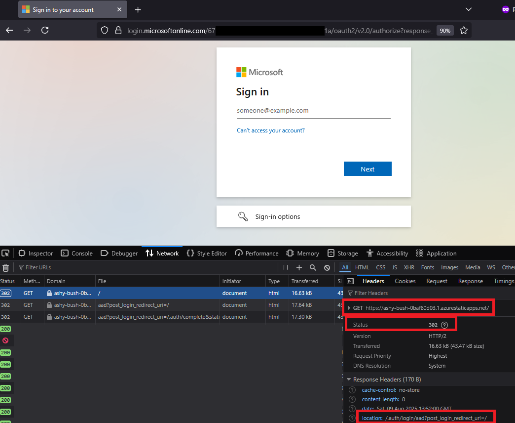 site redirects to login