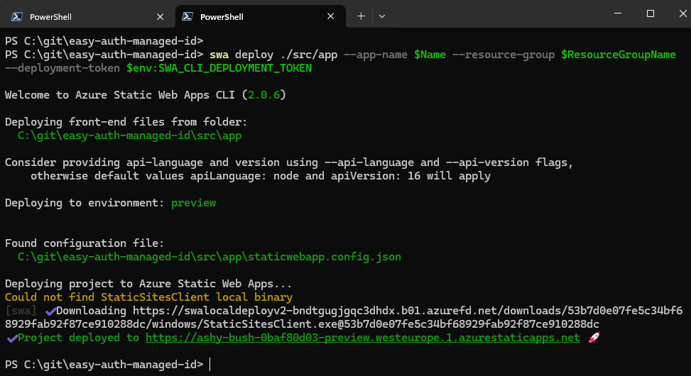 swa deploy