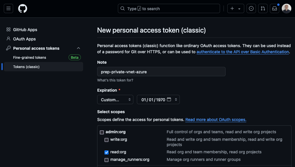 New GitHub PAT