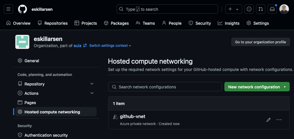 New network configuration completed