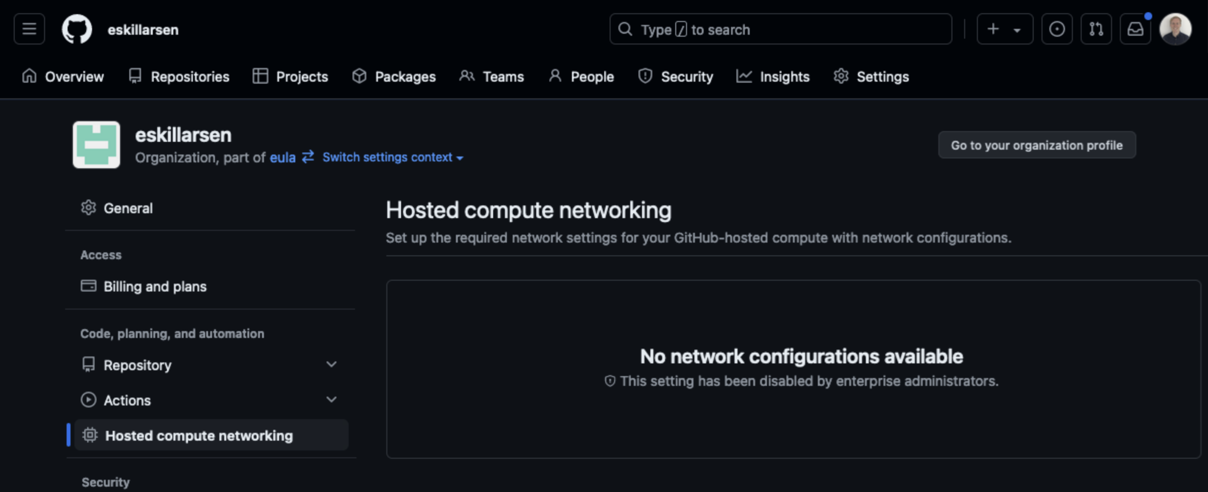 Network configurations is disabled by enterprice