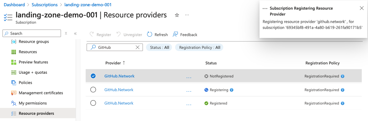 Register resource provider
