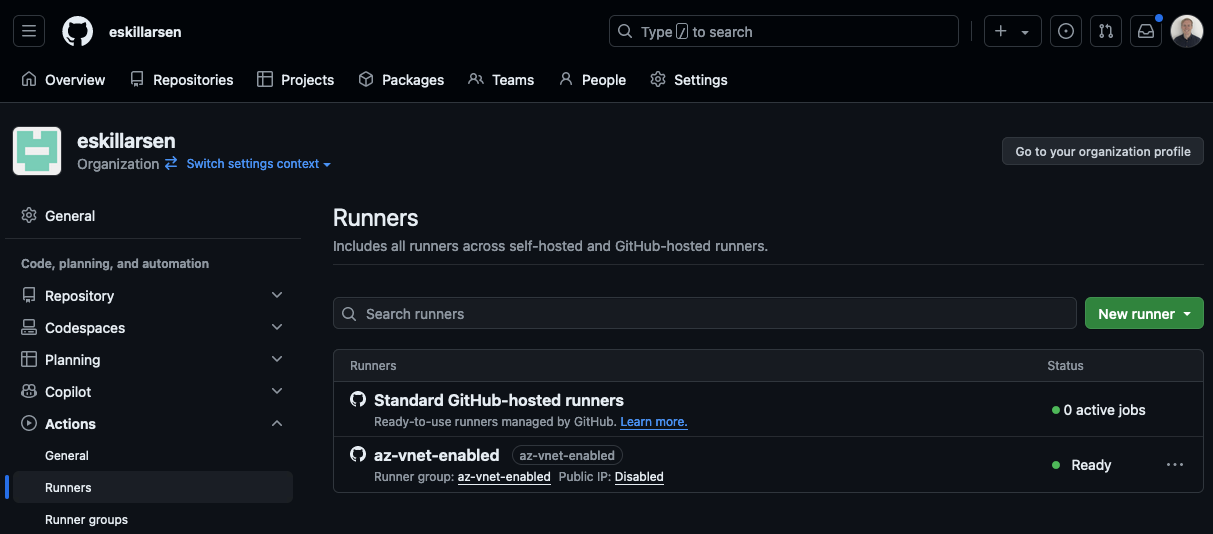 New GitHub-hosted runner created