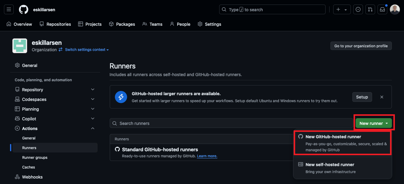 New GitHub-hosted runner
