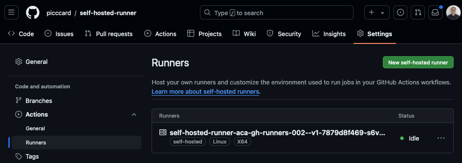 GitHub Runner Idle