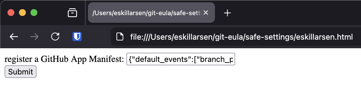 The HTML file open in a web browser