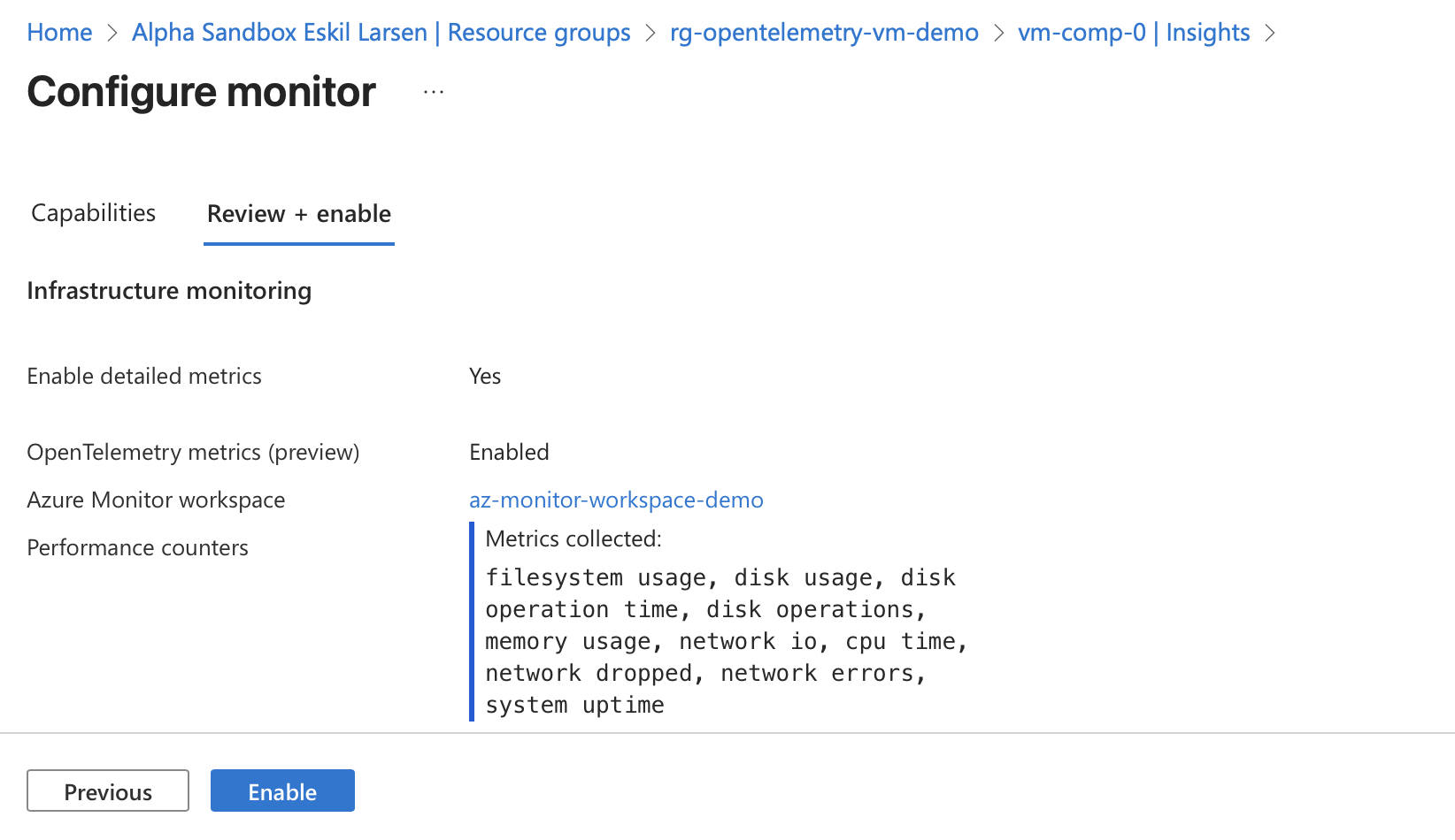 Performance counters to collect