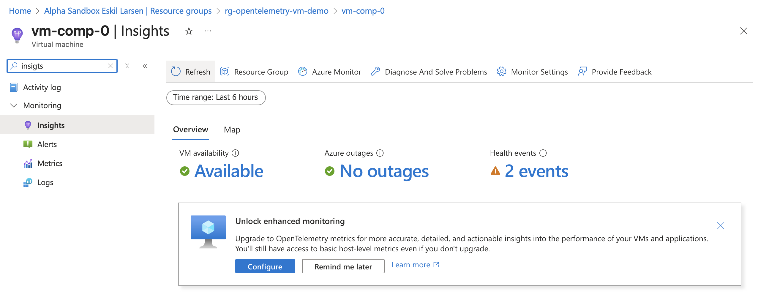 VM without any Insights enabled